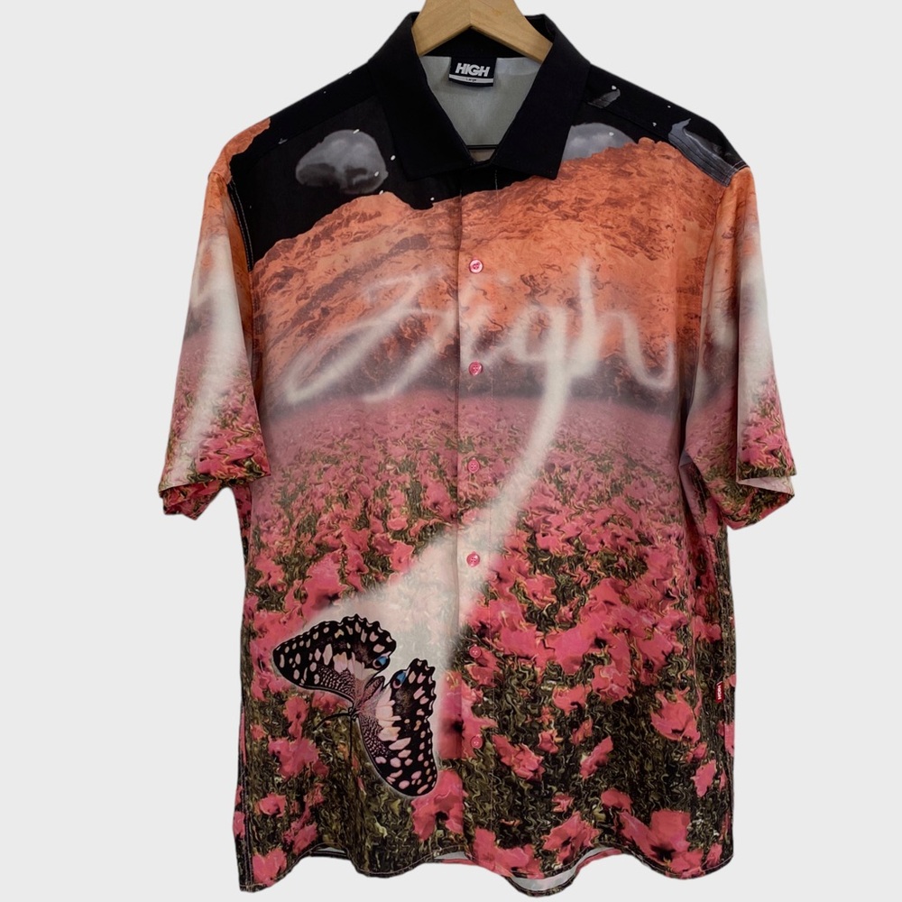 High Dreams Butterfly Floral Brazilian Skate Company Button Down Shirt Large